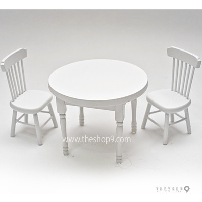 미니어처 가구 화이트 원형 테이블 (2인) 돌하우스 육일돌 미니어쳐하우스 인형 가구 소품