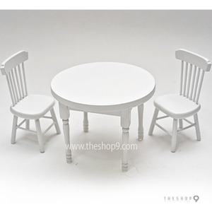미니어처 가구 화이트 원형 테이블 (2인) 돌하우스 육일돌 미니어쳐하우스 인형 가구 소품